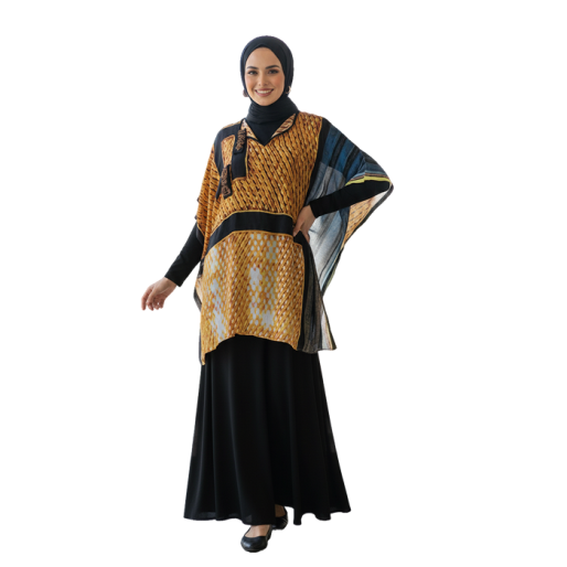 Gold Blue Jaafri Short Caftan
